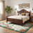 8x10 Floral Washable Area Rug Low Pile Carpet With Non Slip Base and Stain Resistant Finish for Living Bedroom and Dining Spaces, Beige-749239891-749239888
