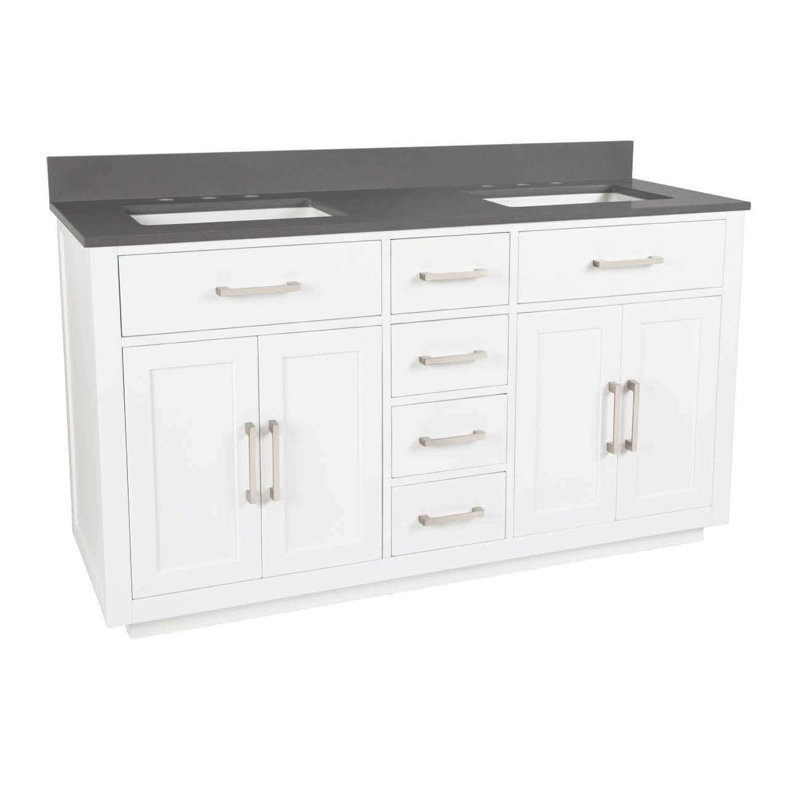 Nahlani 60'' Double Bathroom Vanity with Quartz Top, White