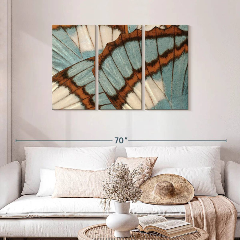 Blue Brown Butterfly Wings, 28" H x 45" W