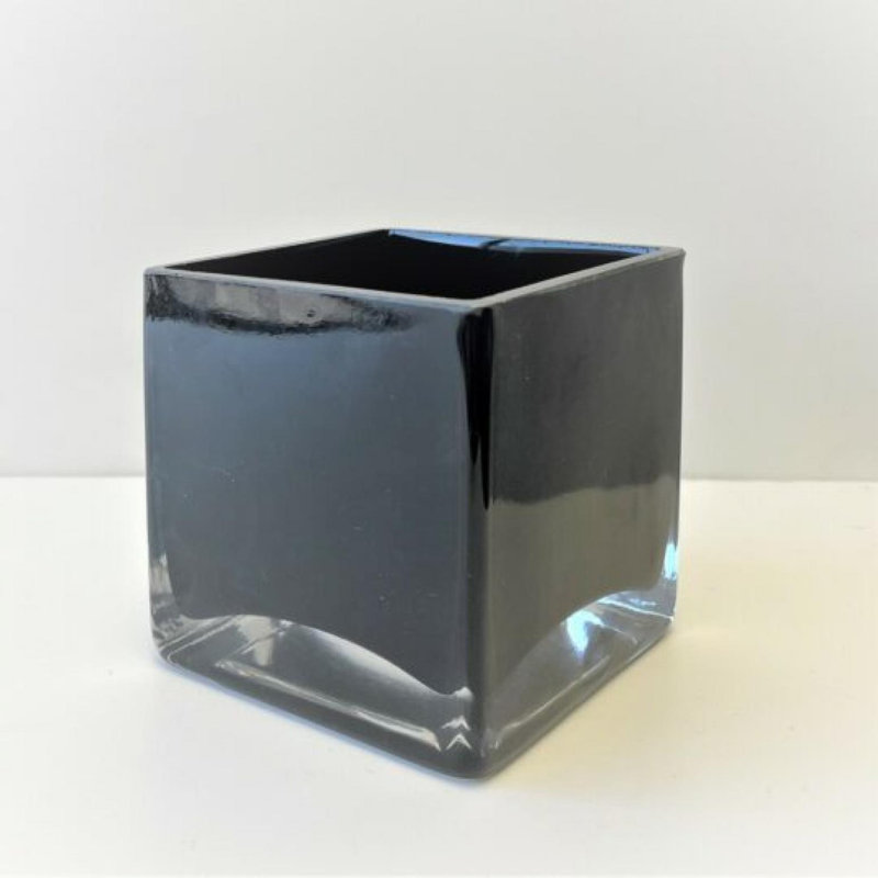 Square Vase, 3" H x 3" W x 3" D, Black