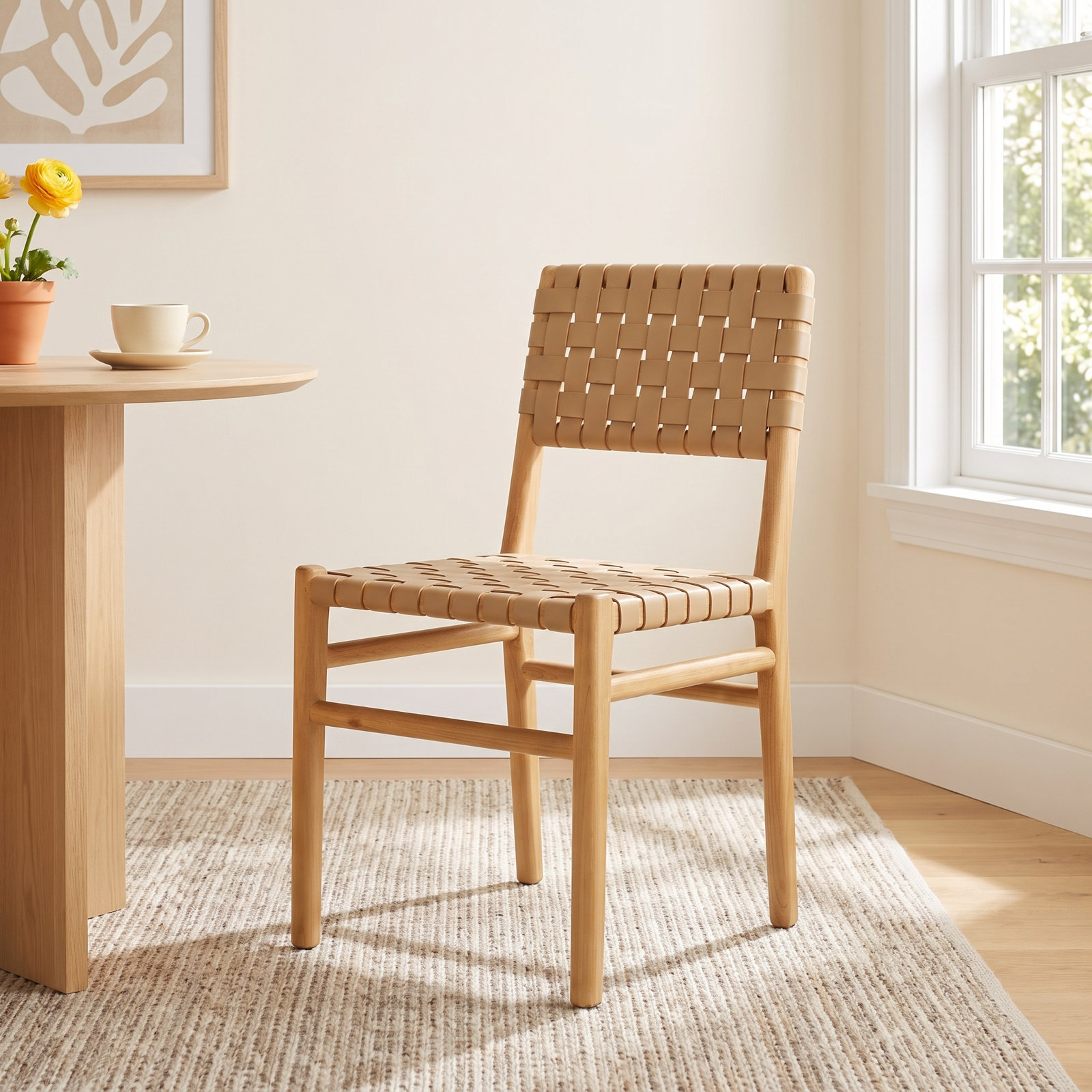 Jeremiah Genuine Leather Dining Chair, Tan