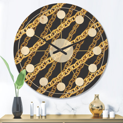 Horloge murale en bois doré Mid-Century