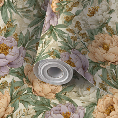 Papier peint à peler et coller élégant et dense à motif floral pour décoration auto-adhésif et amovible 17,7 po x 118 po (45 x 300 cm)