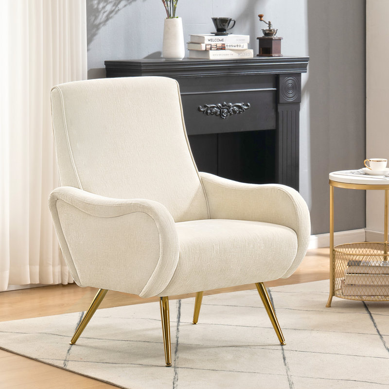 Salay 31.5" Wide Chenille Armchair, Beige Chenille