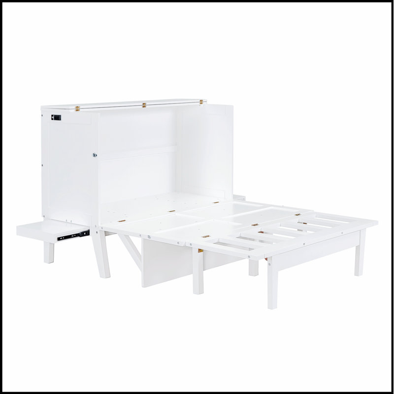 Lit moderne avec port USB et tablettes amovibles pour plus de commodité et d'espace, Lit double, Blanc
