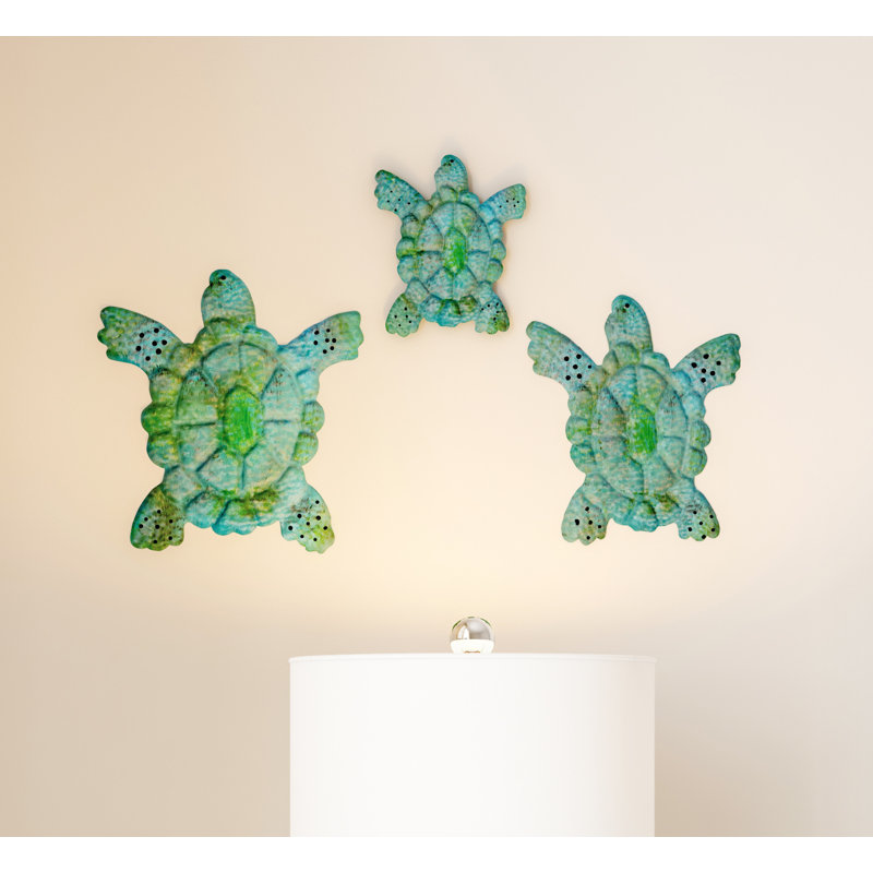 3 Piece  Sea Turtle Wall Art- Nautical 3D Metal Hanging Décor
