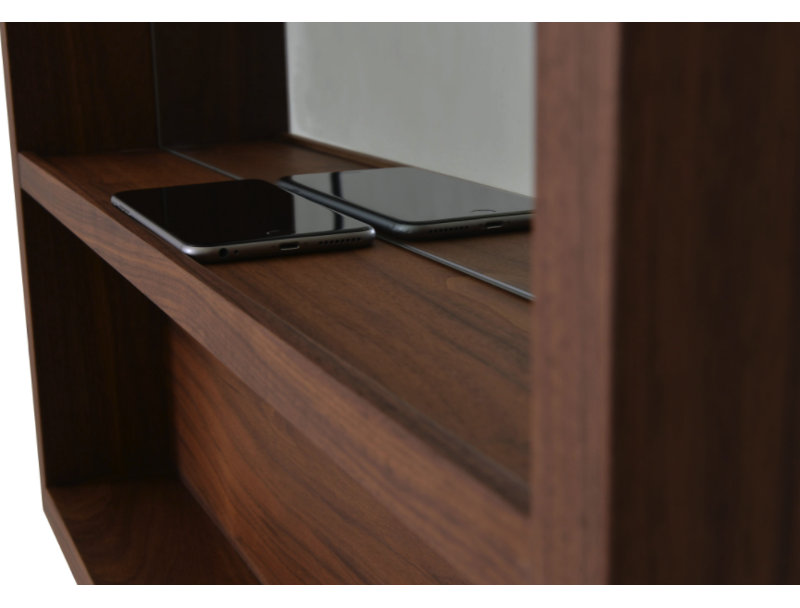 Malta Rectangle Wood Mirror with Shelf