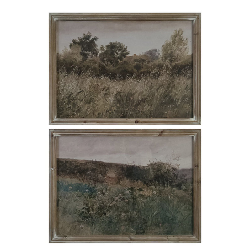 «Willow and Sage Meadows», impression d'art mural encadrée - ensemble de 2