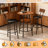 3 Pieces Round Bar Table And Chairs Set, Small Dining Table With 2-Tier Storage Shelf And 2 Upholstered Bar Stools