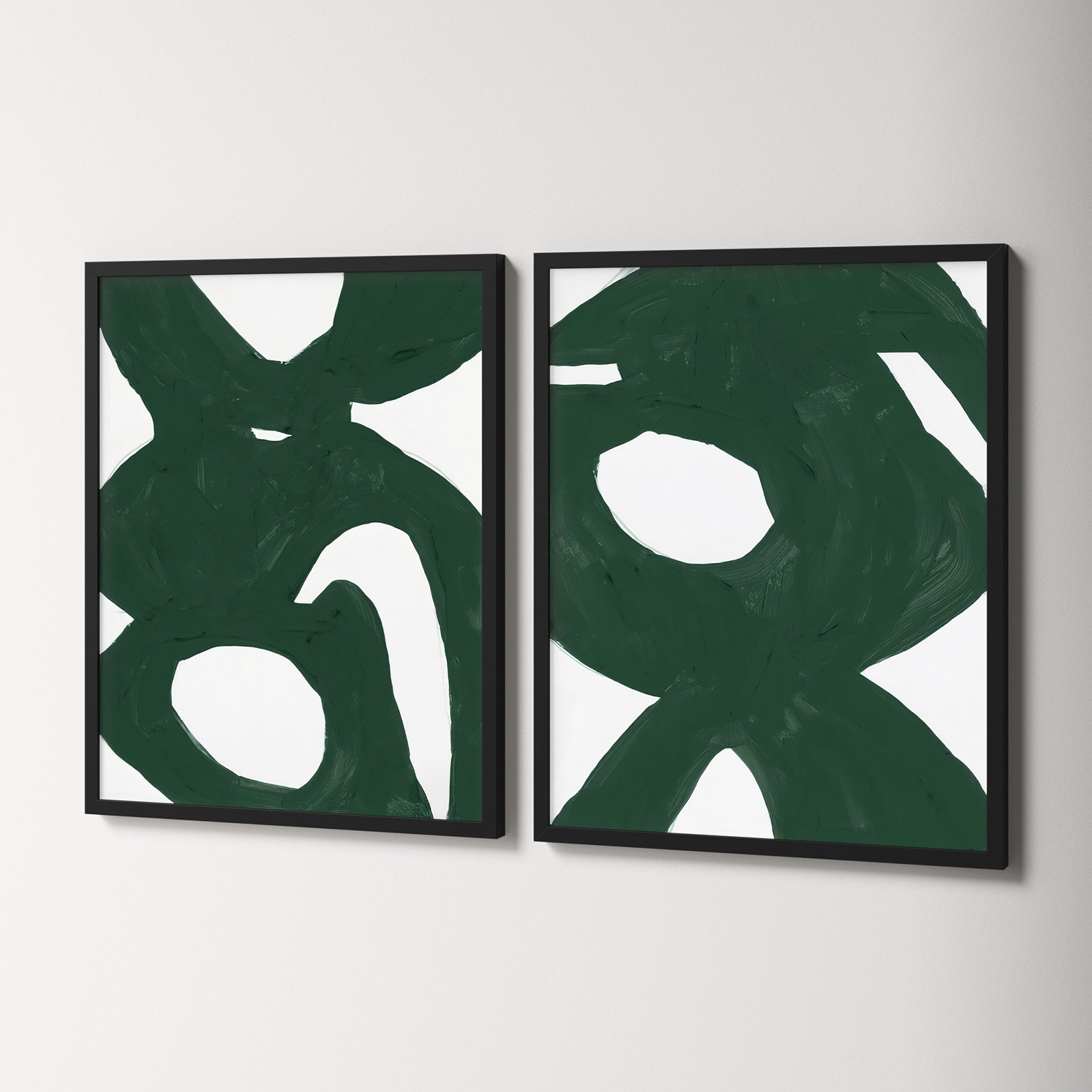 Goodall "Green Harmony" 2-Piece Painting Set, Black Framed, 30" H x 24" W