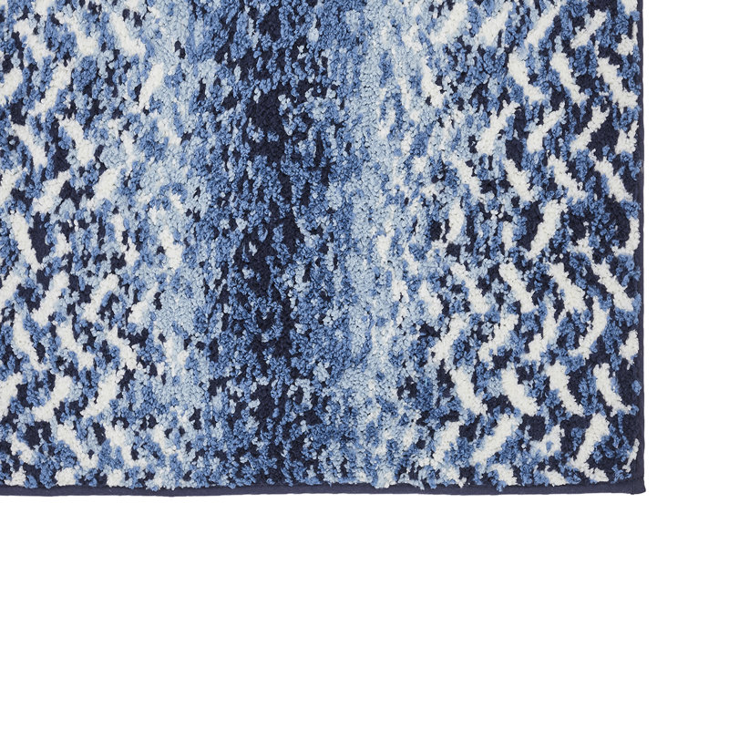 Tapis pour salle de bain Makayley, Bleu, Ensemble de 3 pièces (17 po x 24 po | 21 po x 34 