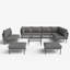 Ensemble de meubles de patio en aluminium 11 pièces Latitude Run®, canapé modulaire moderne avec table basse et coussin épais-1000766782