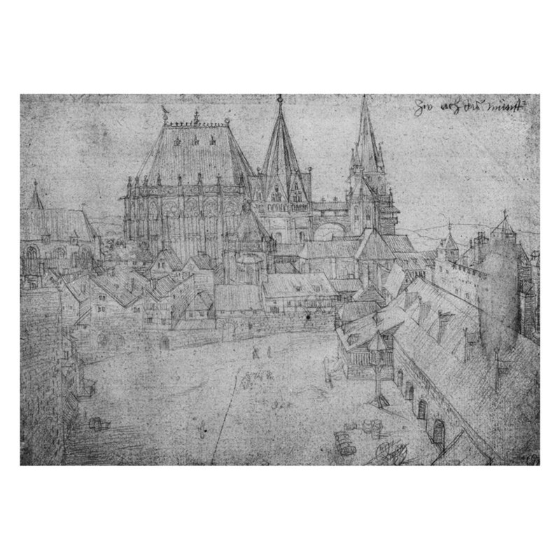 «The Minster at Aachen» par Albrecht Dürer - Estampe numérique, H 22 po x l 28 po