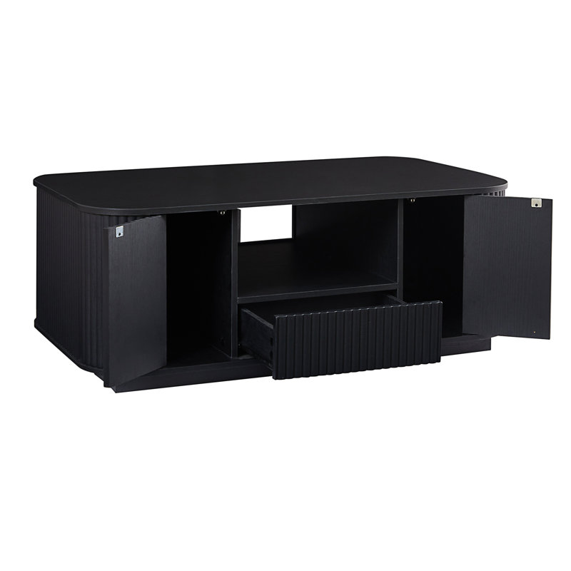Table basse ovale de luxe moderne 46,5 po avec tiroirs et compartiments de rangement (table incluse seulement), Noir