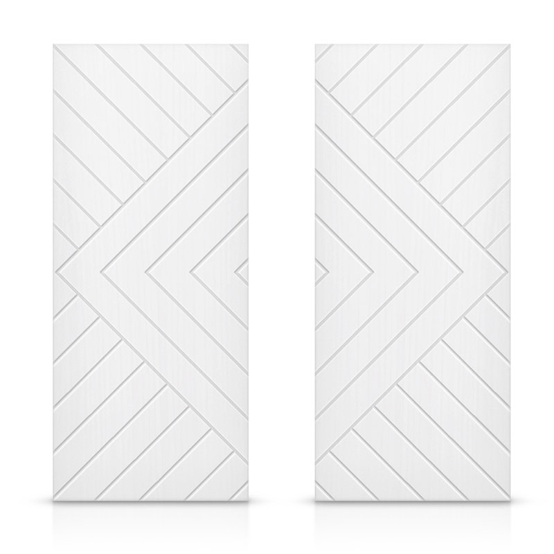 Portes de placard coulissantes à panneaux en bois manufacturé, Crème clair, 84 po x 80 po