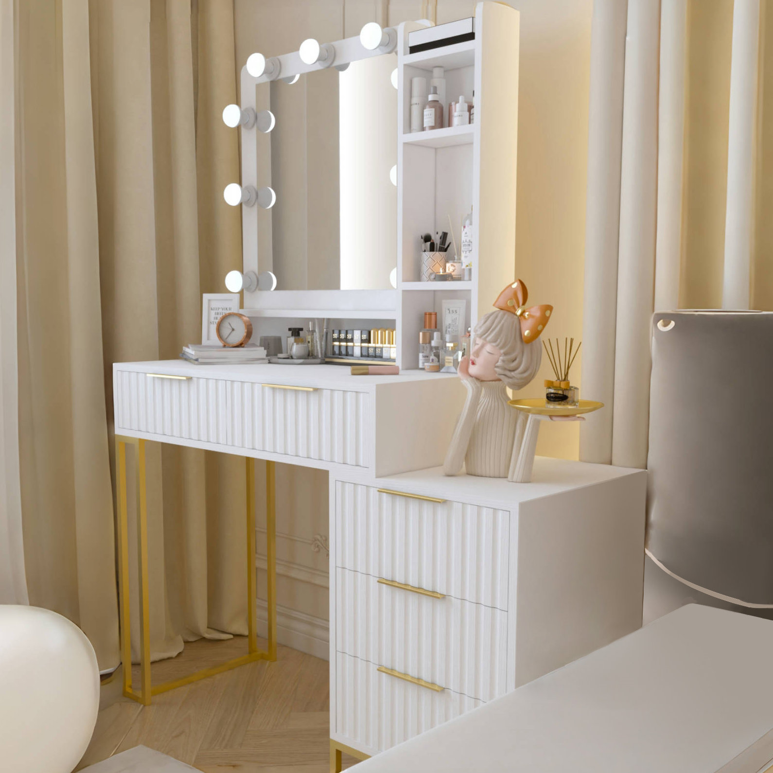 Latitude Run® Navilan Vanity Contemporary dressing table 5 Drawers