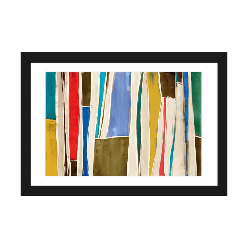 «Striped Flat I», impression sur toile, H 16 po x l 24 po x P 1 po, Papier d'art encadré noir, Blanc