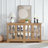 LED light TV Stand with Glass Doors and Adjustable Shelves-1490267605