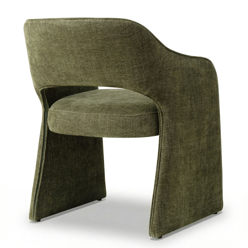 19" Seat Height Upholstered Dining Armchair, Olive Green