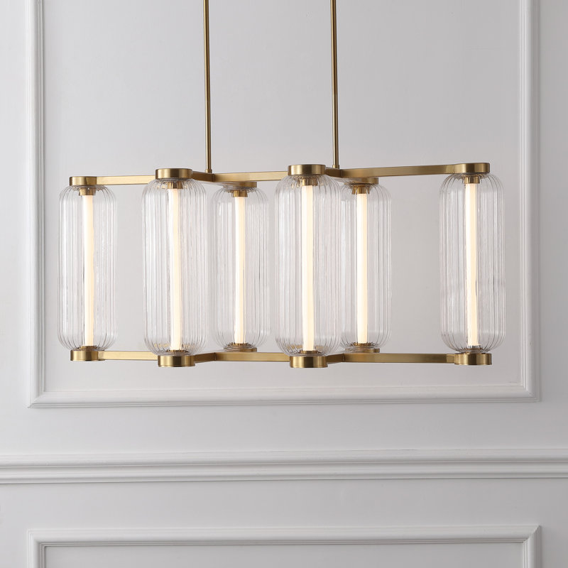 Lustre rectangulaire en verre et métal Cyndy