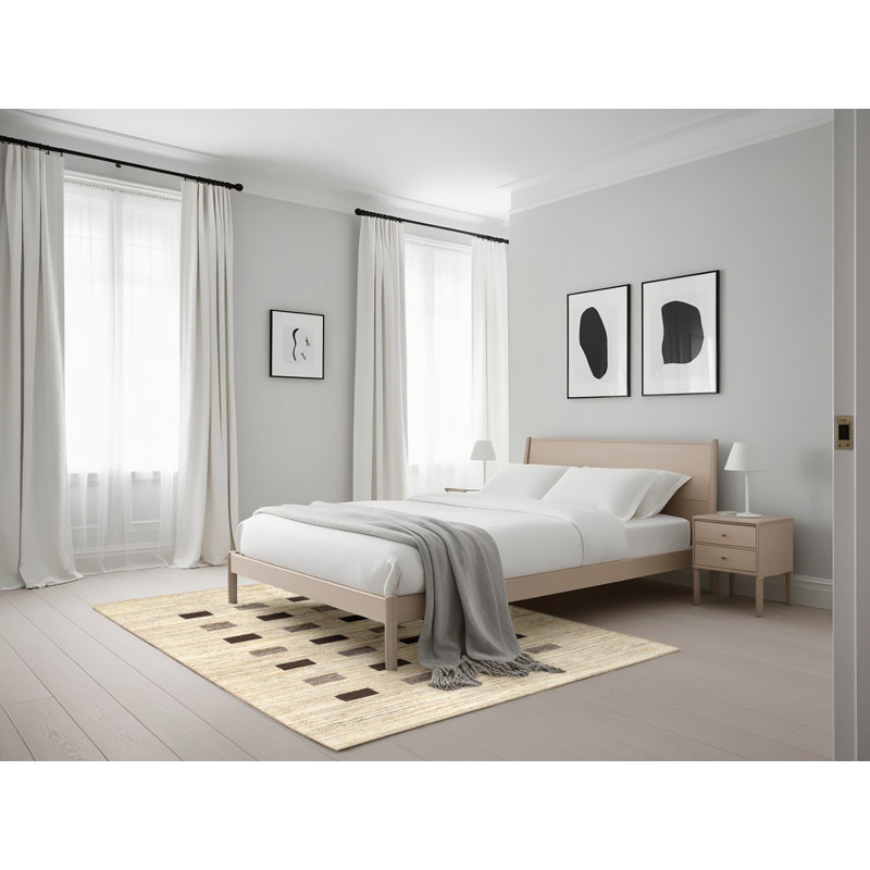 Tapis géométrique beige / brun, Rectangle 5 pi x 7 pi