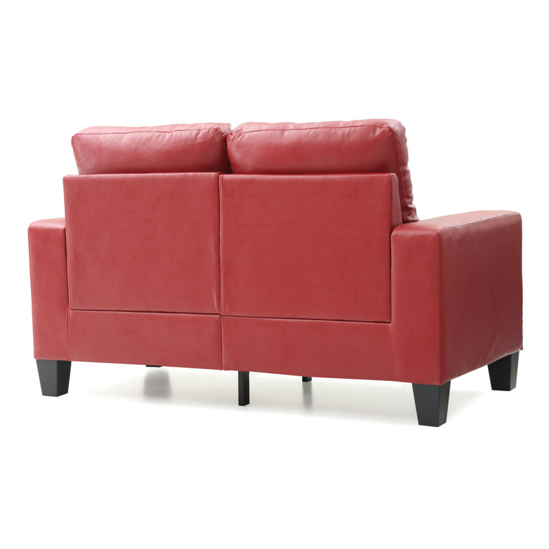 Vegas Upholstered Loveseat, Red Faux Leather