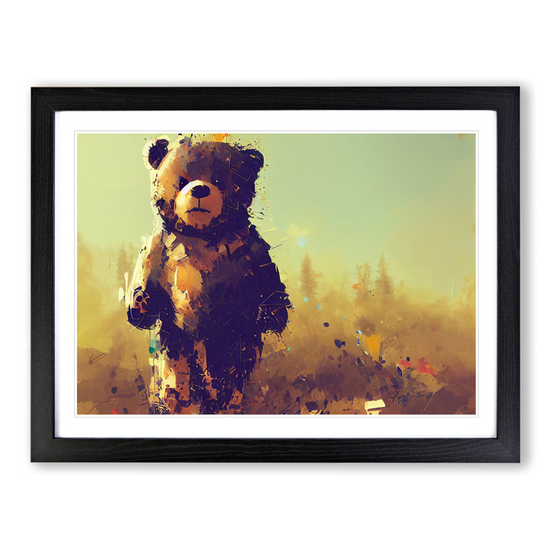 Teddy Bear Vol.1 Abstract - Single Picture Frame Print, Black, 46cm H x 64cm W