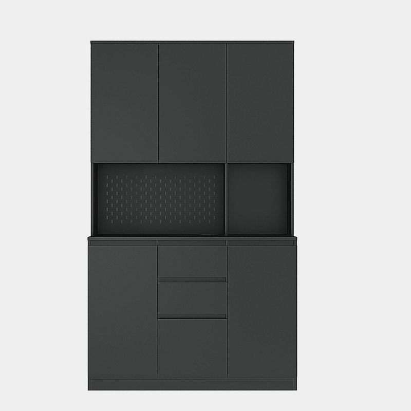 74" Tall Kitchen Pantry Storage with Drawer, Black