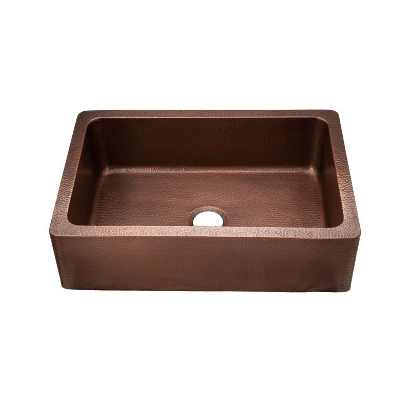 33'' L Single Bowl Copper Kitchen Sink, Medium Copper