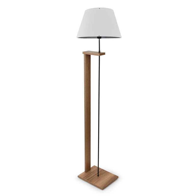Élégante lampe sur pied en bois de couleur crème de 59,1 po de hauteur | 100% bois avec capuchon en tissu (8,3 po x 15 po) | Douille E27, 40 W maximum | Design scandinave, parfait pour le salon et la chambre à coucher, éclairage élégant et fonctionnel