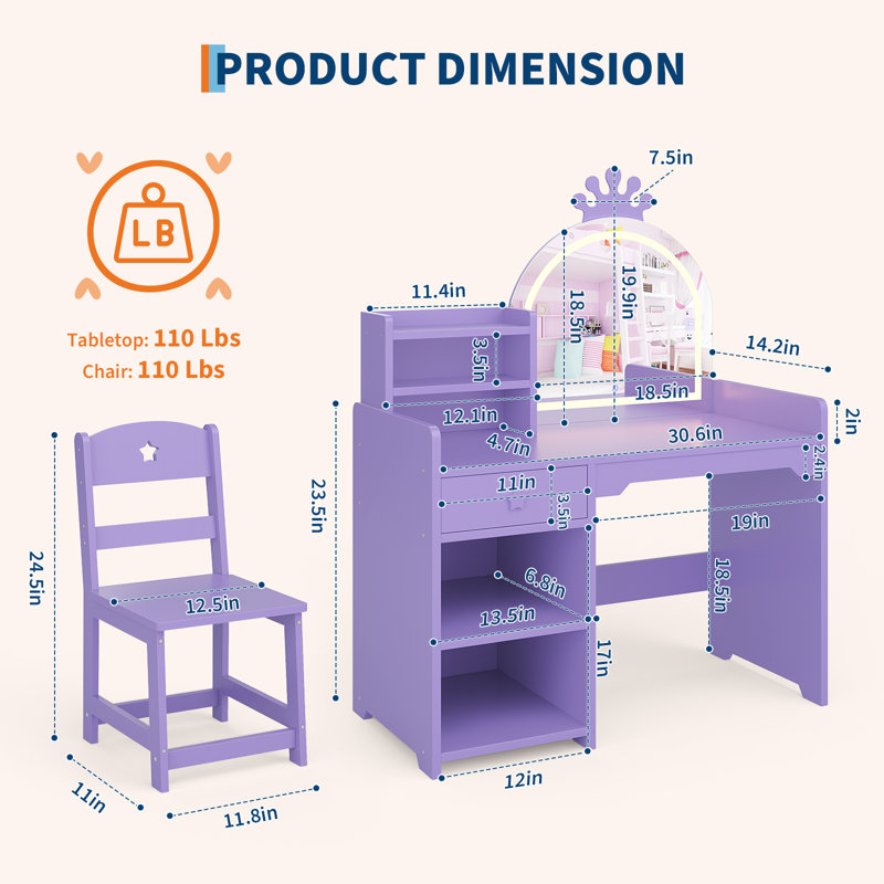 Dressing Table, Purple