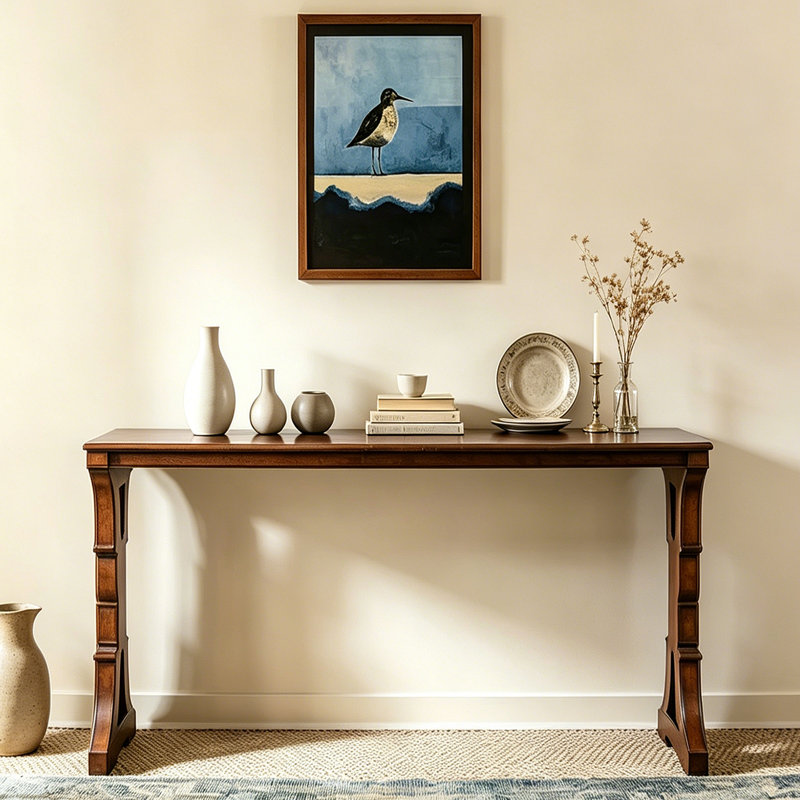 Console en bois massif American Light Luxury, 31.9" H x 51.2" W x 14.6" D, Brown, Brown, Brown