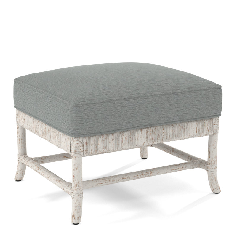 Lafayette Ottoman, Navy Blue Performance Fabric; 0851-61, Antique Frost White