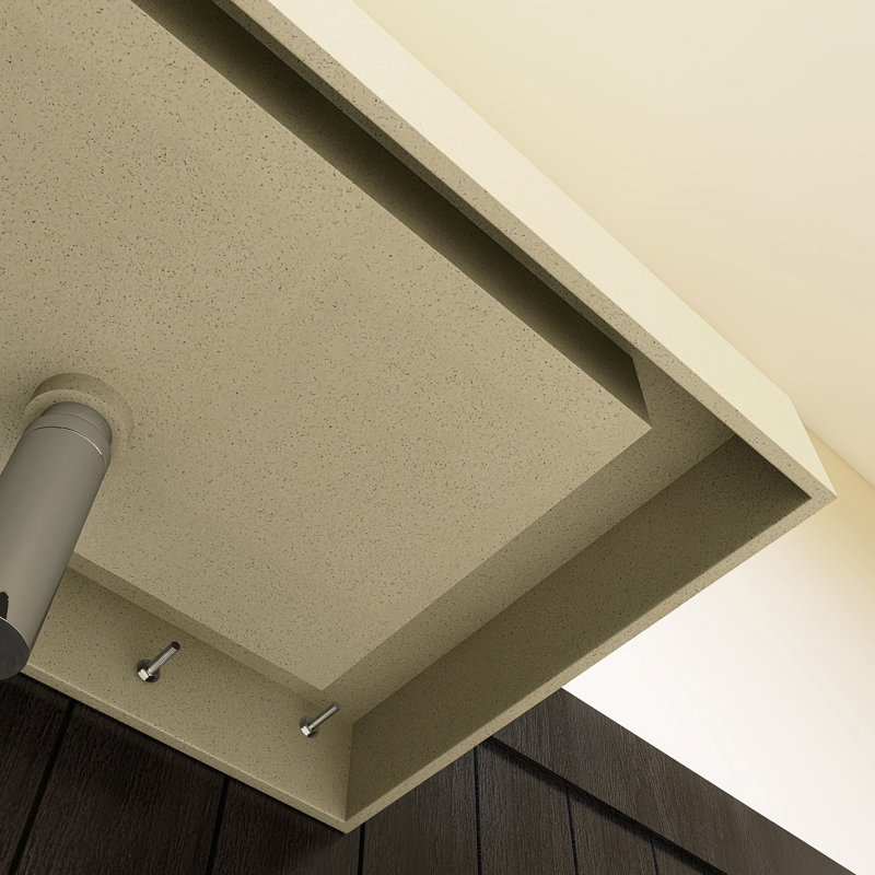 Lavabo de salle de bain mural 30 po, surface solide beige avec trou pour robinet, vasque rectangulaire avec simple cuve