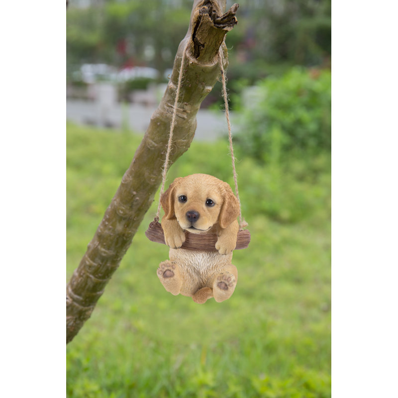 Tan Brown Hanging Golden Retriever Puppy Garden Statue