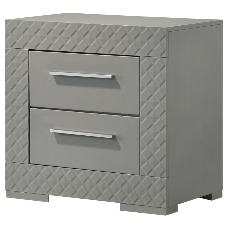 Table de chevet 2 tiroirs Pierce Grey, Gris