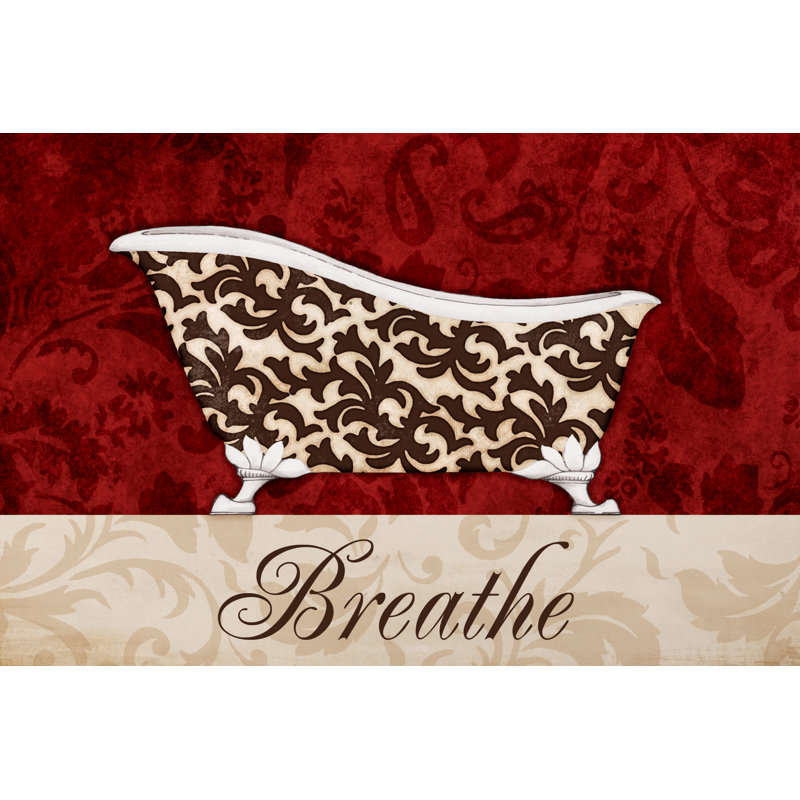 Crimson Breathe Bath - Painting Print, 61 cm H x 91 cm W, Black Floater Framed