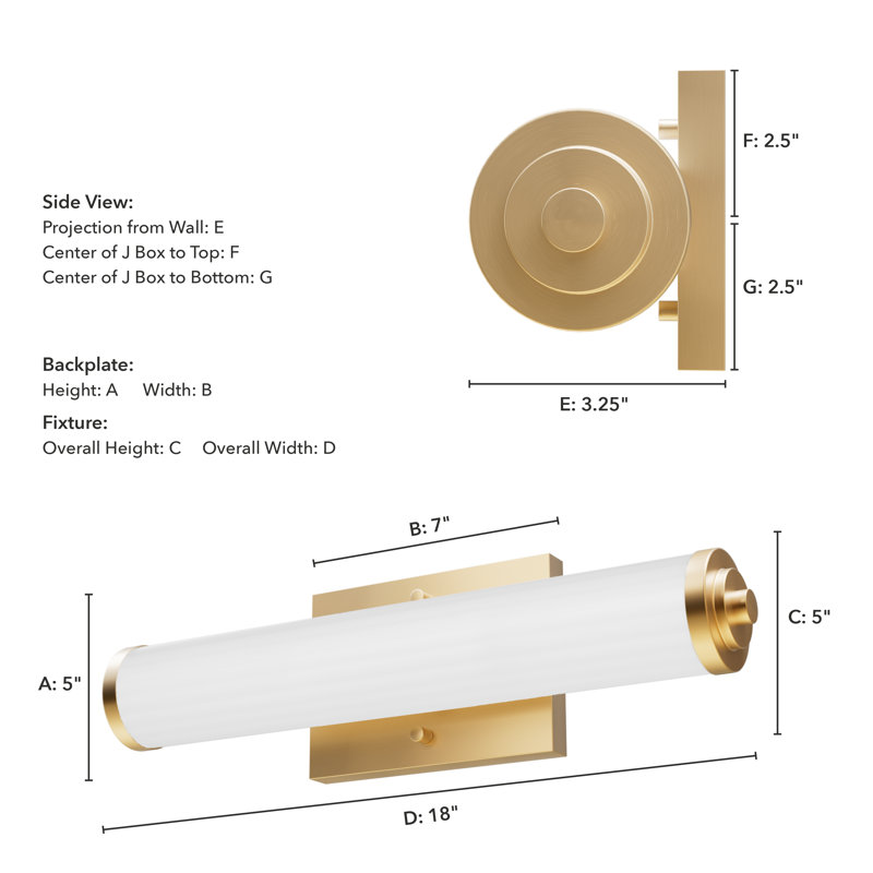 2 - Light Dimmable Vanity Light, Alturas Gold