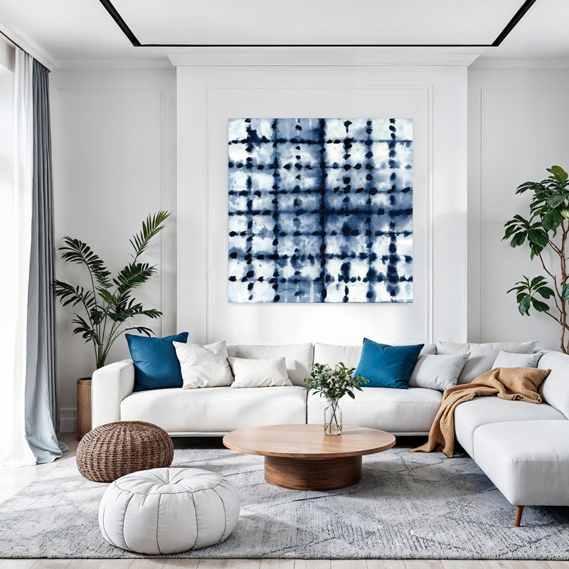 Art mural abstrait géométrique Shibori, H 48 po x l 48 po