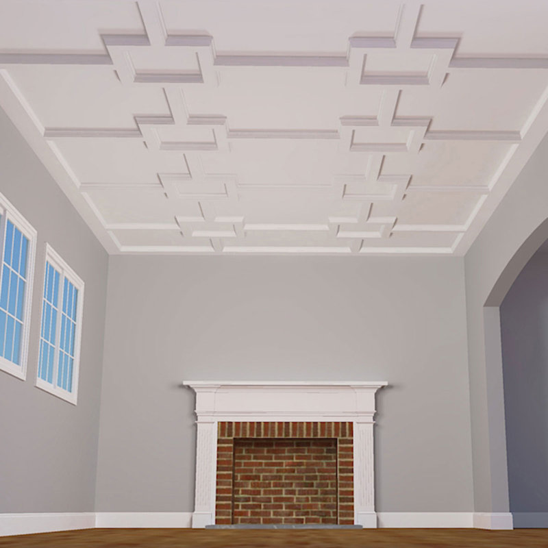 Ensemble de plafond traditionnel à caissons Endurathane 5 po avec carrée pour les pièces de 12 pi x 18 pi ou moins, apprêté en usine