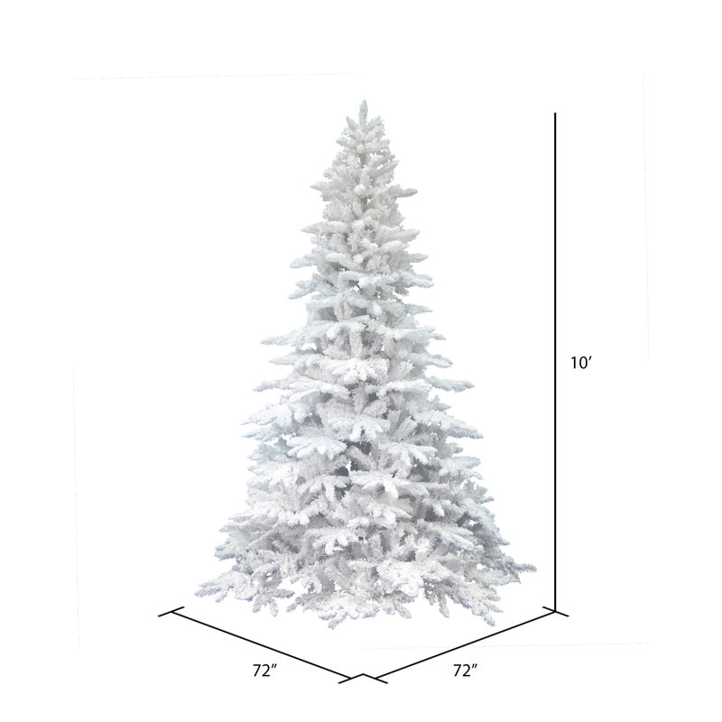 Flocked White Spruce AUnlit rtificial Christmas Tree, 10' H