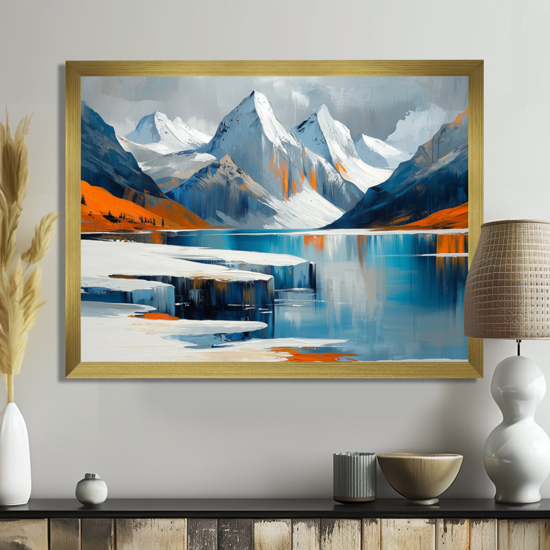 Gissur surréel glacial, écho d'Antartica II - art mural transitionnel, H 30 po x l 40 po, Doré