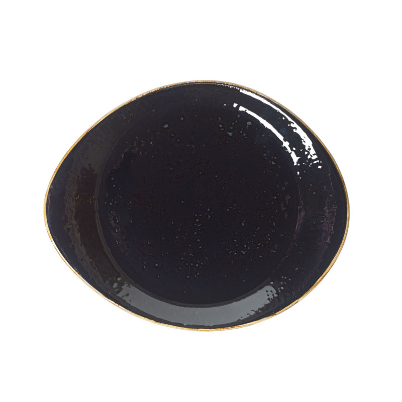Assiette bleu artisanal, Noir; brun