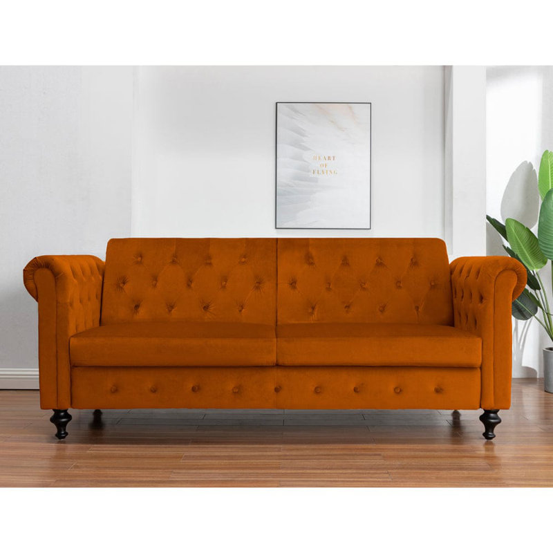 Selene 3 Seater Velvet Sleeper, Orange