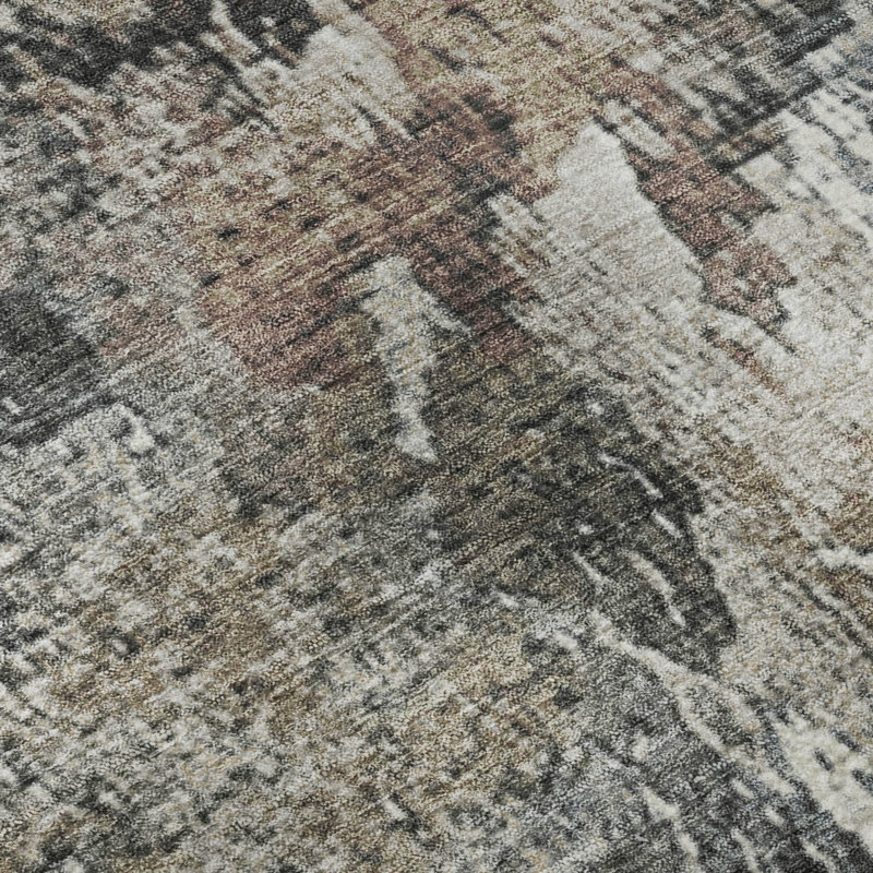 Premium Machine Washable Mayfield AMF2283 Abstract Rug, 1'8" x 2'6", Brown