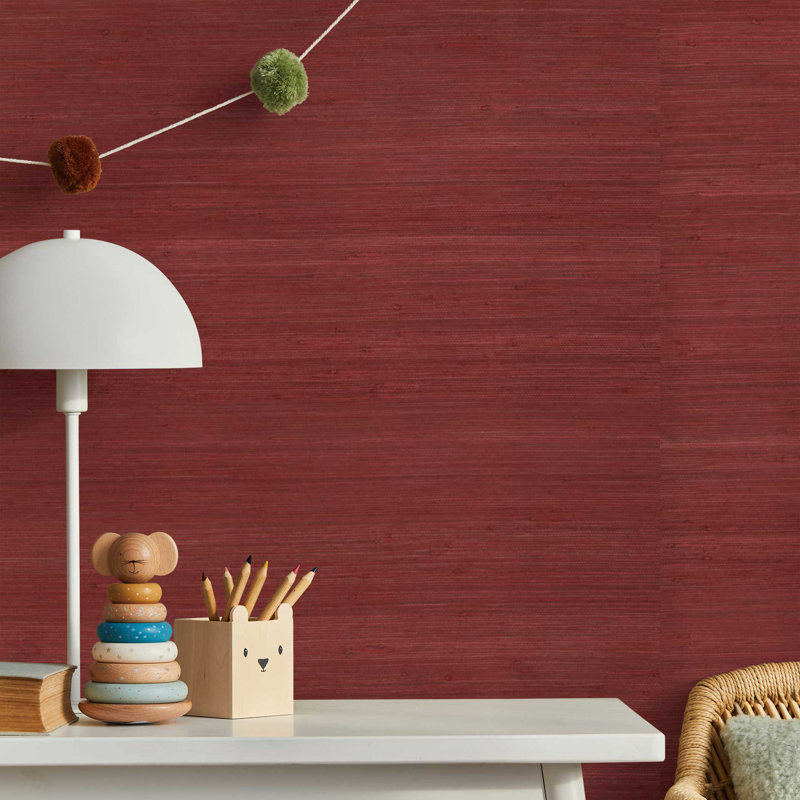 Papier peint tissé en jute Tight Weave, Rouge