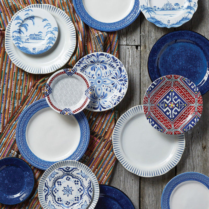 Iberian Dessert/Salad Plate, Indigo/White