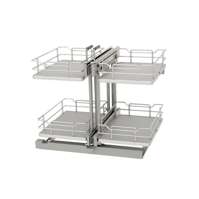 Optimiseur gris à deux niveaux Elite avec fermeture en douceur pour les ouvertures d'armoires d'angle de 15 po, Gris