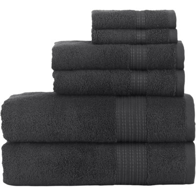 L'ensemble 6 serviettes de bain en coton turc Blakemore Luxury, ultra doux, à séchage rapide et très absorbant, comprend 2 serviettes de bain, 2 serviettes à main et 2 débarbouillettes