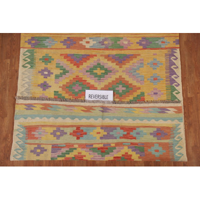 Reversible Wool Kilim Area Rug 5x7